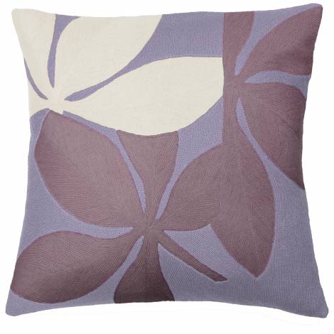 Judy Ross Textiles Hand-Embroidered Chain Stitch Fauna Throw Pillow syren/cream/mauve